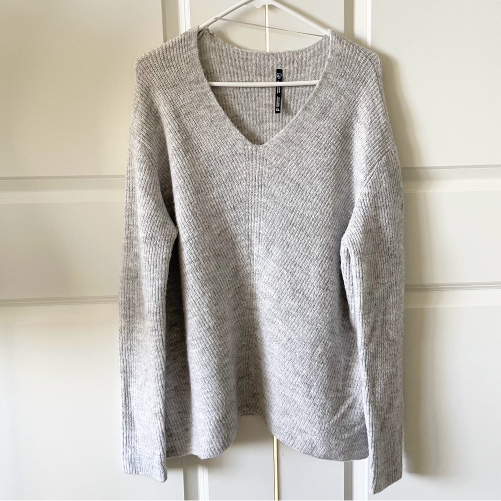 Kuhl Merino Wool Blend Ribbed V-Neck Gray Sweater Size XL